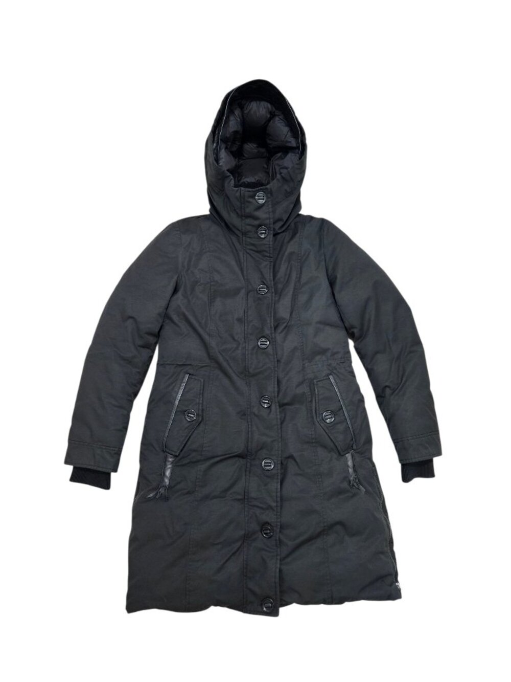 Mackage Villa Black Hooded Down Long Winter Parka Coat Women's Medium